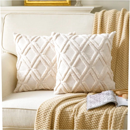 Neelvin Pack of 2 Soft Plush Short Wool Velvet Decorative Throw Pillow Covers Cushion Case Pillowcase for Sofa Couch