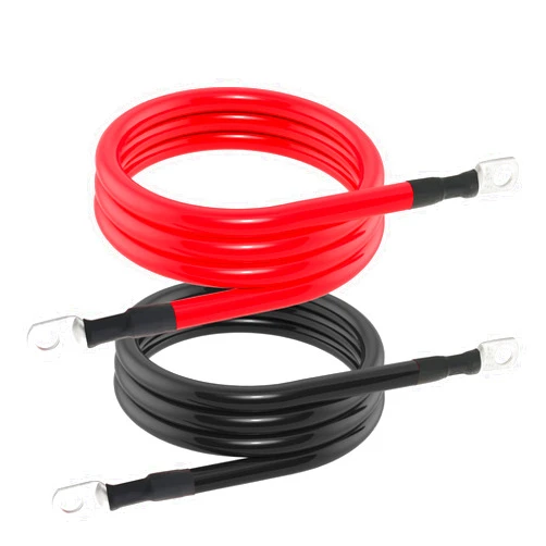 TUELETFU 4 AWG Battery Cable 4AWG Gauge Pure Copper Battery Inverter Cables with 3/8 in Lugs Both Ends Power Inverter Wire Set for Automotive Solar Marine Boat RV Car Motorcycle Red and Black (5FT)
