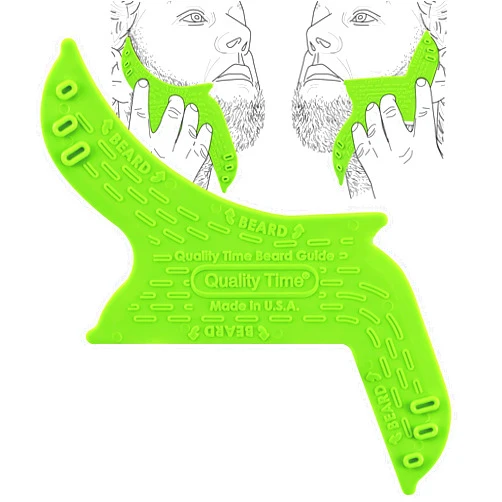 Quality Time Beard Shaping Tool Guide; Flexible Beard Tool Kit, Do-it-Yourself, Innovative Design Template, Haircut Trimming Stencil - Beard Lineup Shaving Guide, Made in USA