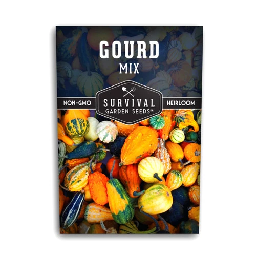 Survival Garden Seeds - Gourd Mix Seed for Planting - 1 Packet with Instructions to Plant & Grow Assorted Ornamental Gourds (Cucurbita Pepo) in The Home Vegetable Garden - Non-GMO Heirloom Variety