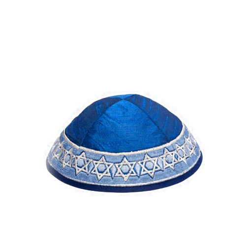EMANUEL Yair Blue Magen David Star Embroidered Kippah Yamaka (YME-14B)