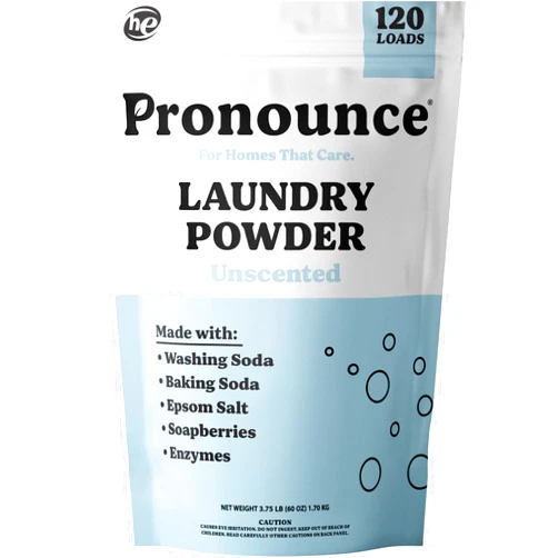 Pronounce Laundry Detergent Powder Alternative | Cleaner Ingredients. Safer for Sensitive Skin. Stain + Smell Fighting. Fragrance Free, HE Safe - 120 Loads (Unscented).