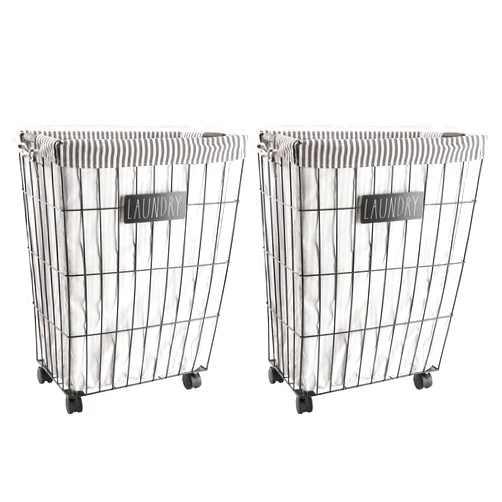 Rae Dunn Heavy Duty Laundry Hamper on Wheels - by Designstyles Set of 2