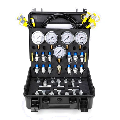 Hotrose Hydraulic Pressure Test Kit, 600bar /10000psi / 60Mpa 5 Gauges 13 Test Couplings 14 Tee Connectors 5 Test Hoses, Hydraulic Test Gauge kit for Excavator Construction Machinery (5 Gauges)