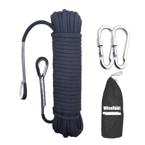WiseRoot 8mm Static Climbing Rope: Heavy Duty Outdoor Rock Climbing Rope for Arborist Tree Work, Rescue, Camping & Hiking, (10m/32ft, 20m/64ft, 30m/96ft) Orange/Black