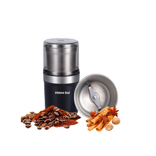 Vietora Eud Electric Coffee Grinder 3.5 oz Capacity, Adjustable Herb & Spice Grinder, Espresso Grinder with Removable Stainless Steel Bowl, Black