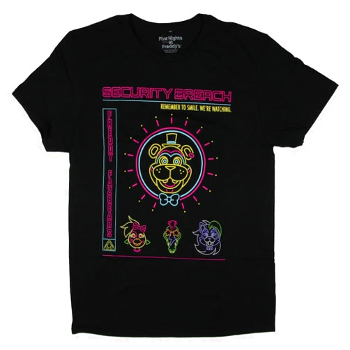 Seven Times Six Five Nights at Freddy's: Security Breach Men's Neon Crewneck Short Sleeve Shirt (X-Small)