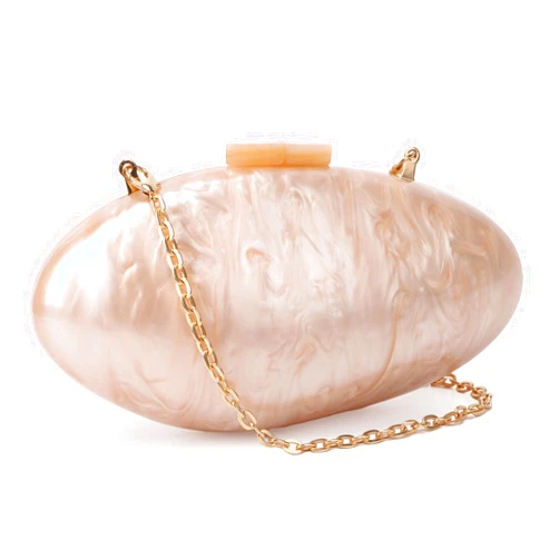 KUANG! Evening Handbags for Women Acrylic Shell Mussel Shape Shoulder Crossbody Bag Chain Clutch Purse for Wedding Party