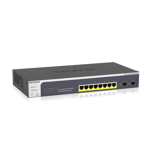 NETGEAR 10-Port PoE Gigabit Ethernet Smart Switch (GS510TLP) - Managed with 8 x PoE+ @ 75W, 2 x 1G SFP, Desktop/Rackmount, and ProSAFE Lifetime Protection