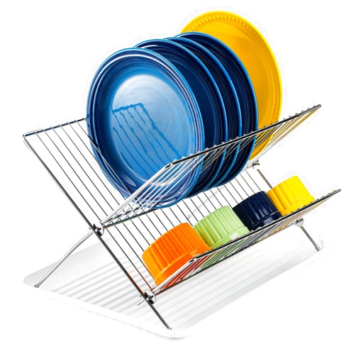 Youeon Foldable Dish Drying Rack with Drip Tray, Stainless Steel 2 Tier Dish Drainer Rack, Collapsible Dish Drainer, Folding Dish Rack for Kitchen Sink, Countertop, Cutlery, Plates, Dishes