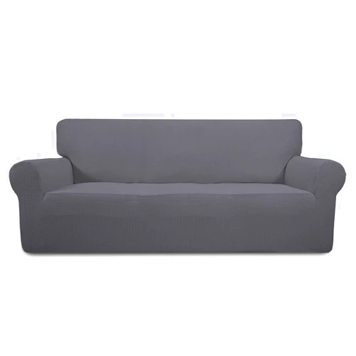 Easy-Going Stretch Oversized Sofa Slipcover 1-Piece Sofa Cover Furniture Protector Couch Soft with Elastic Bottom for Kids, Polyester Spandex Jacquard Fabric Small Checks Gray
