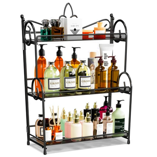 YIUKEA Bathroom Organizer Countertop - 3 Tier Spice Rack Organizer, Counter Organization and Storage for Bathroom, Kitchen, Bedroom, Offices, Foldable