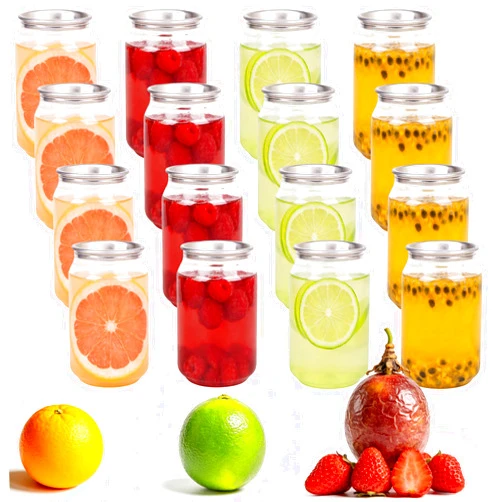 MOUEEY 300 Pack 8.5oz Plastic Sealer Cups with Aluminum Pop Lids, Clear PET Plastic Juice Bottles for Boba, Smoothies & Iced Coffee, Leakproof Disposable Drink Cups Compatible with Cup Sealer Machine