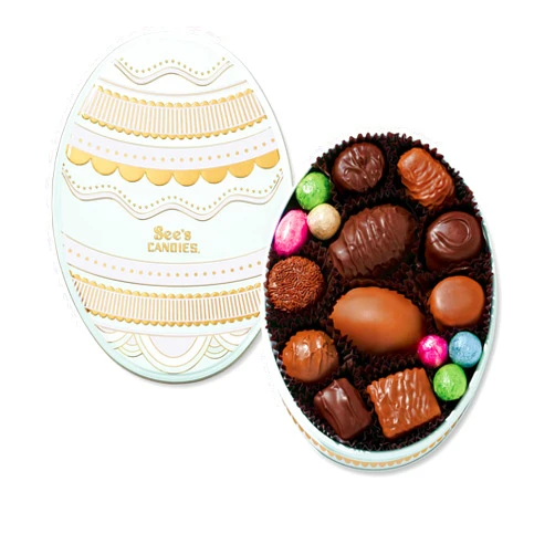 See's Candies See’s Candies Bunny’s Secret Stash Tin – Easter Chocolate Assortment with Milk & Dark Chocolates, Festive Keepsake Tin, 8.9 oz