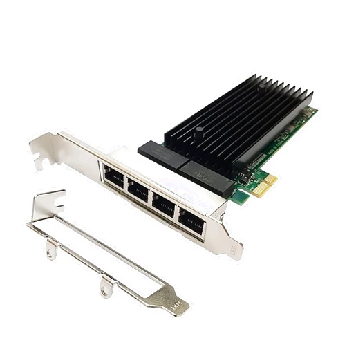 HINYSENO 4 Port RJ-45 10/100/1000Mbps PCI-Express x 4 Gigabit Ethernet Server Adapter Quad-Port Network Interface Controller Card for Intel 82576 Chipset, Compare to Intel 82576