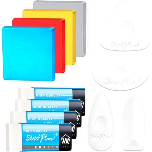 Zonon 12 Pieces Drawing Art Eraser Set for School Different Shape Eraser Pencil Painting Erasers Easy Grip White Erasers Kneaded Moldable Erasers for Artist Drawing Writing Sketching