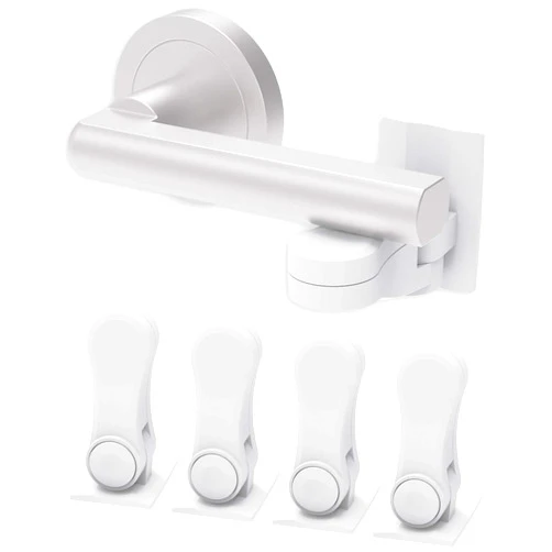 Inaya Child Proof Door Lever Lock (4-Pack) - Door Handle Lock - 3M Adhesive - Minimalist Design - No Drilling Child Safety Door Handle Locks