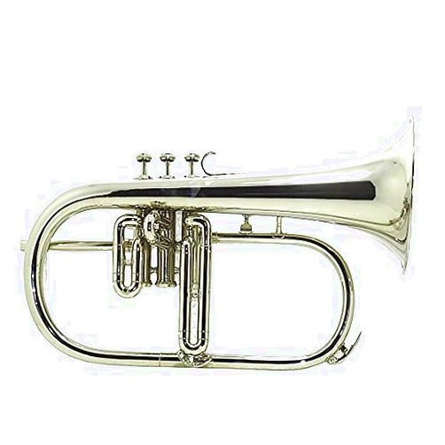 SCEXPORTS Flugel Horn Pitch Three Valve Key Bb Free Hard Case Mouthpiece (CROME)