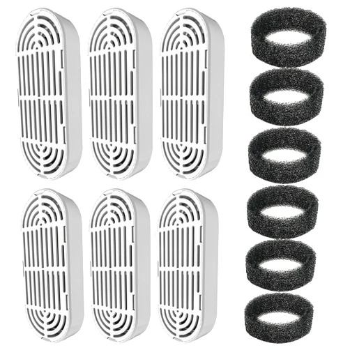 Homtyler 6 Pack Replacement Filters and 6 Pack Replacement Pre-Filter Sponges for 4L/135oz Stainless Steel Pet water fountain, Multiple Filtration, Easy to Clean and Replace
