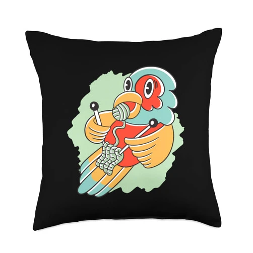 Papagei Tierhalter witzige lustige Sprüche Fun Colourful Knitted Parrot for Men, Women, Children Throw Pillow, 18x18, Multicolor
