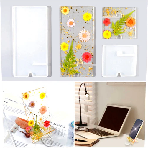 Chuwen Phone Stand Resin Molds,Silicone Mold for Mobile Holder Epoxy Resin Casting,Cellphone Support Bracket Resin Mold Resin, DIY Phone Accessories Crafts