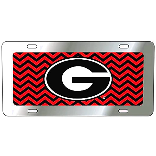 Dixie Dawgs Georgia Bulldogs Acrylic License Plate UGA Chevron Car Tag