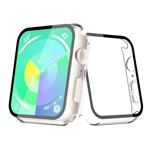 JULK [2 Pack] JULK Case for Apple Watch 41mm Compatible with Series 9 / Series 8 / Series 7, iWatch Cover with Hard PC Bumper & Rigid Ultra-Thin Tempered Glass Screen Protector [2 Transparent]