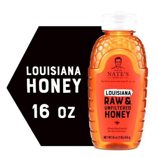 Nature Nate's Nate's Louisiana 100% Pure, Raw & Unfiltered Honey - 16 oz. Squeeze Bottle - All-natural Sweetener
