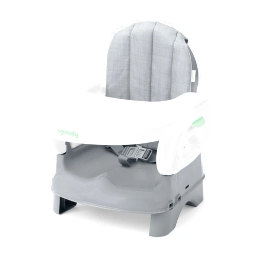 Ingenuity Deluxe Comfort Booster Seat for Kitchen Chair, Compact Fold, Portable, Lightweight, Toddler Booster Seat for Dining Table, from 6 Months to 3 Years – Grey