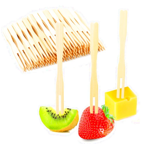 Vicuna R 300 Bamboo Appetizer Forks, 3.5 Inch Mini Bamboo Forks for Charcuterie Boards Accessories, Fancy Toothpicks for Appetizers, Disposable Wooden Cocktail Forks, Small Fruit Food Picks for Party Supplies