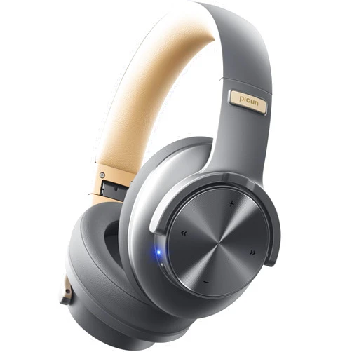 Picun B8 Bluetooth Headphones, 120H Playtime Headphones Wireless Bluetooth with 3 EQ Modes, Low Latency, Hands-Free Calls, Over Ear Headphones for Travel Home Office Cellphone PC (Ashen Golden)