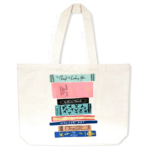 kate spade new york Cute Extra Large Canvas Tote Bag for Women, Canvas Beach Bag, Book Tote with Pocket, Stack of Classics