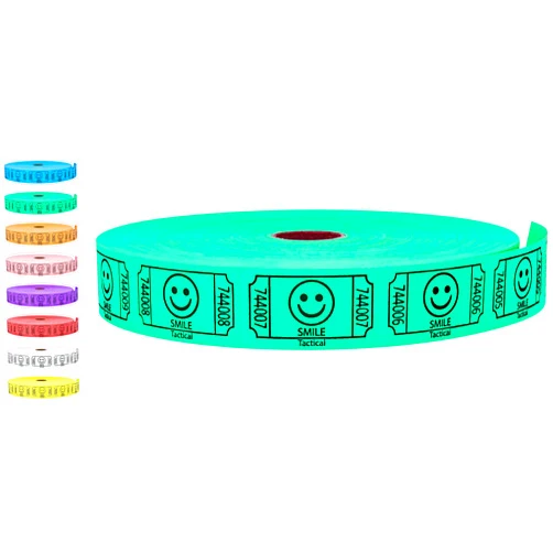 Tacticai 2000 Raffle Tickets, Smile, Green (8 Color Selection), Single Roll, Ticket for Events, Entry, Class Reward, Fundraiser & Prizes