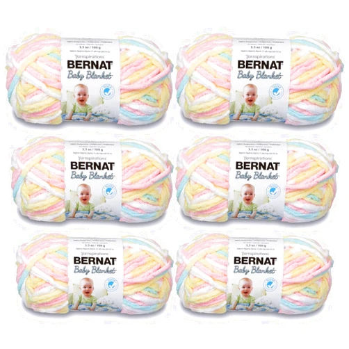 BERNAT Baby Blanket Yarn, 3.5oz, 6-PACK (Pitter Patter)