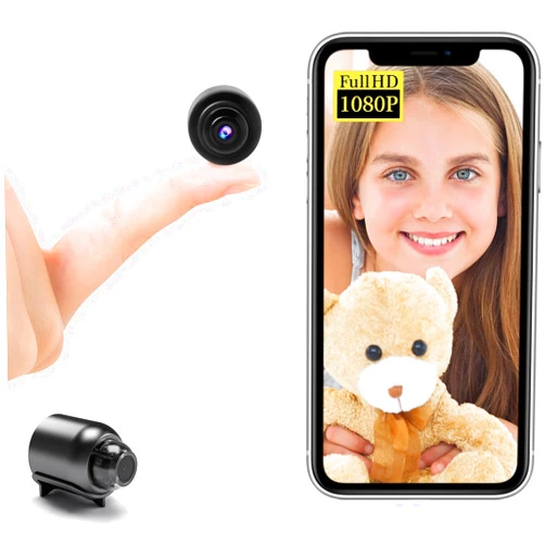 SCHCWC Small Wireless WiFi IP Camera,HD1080P Portable Mini Camera with Video Recording Live Feed,Baby Monitor, Nanny Cam,with Night Vision,Motion Detection,Cloud Storage for Security with iOS Android APP