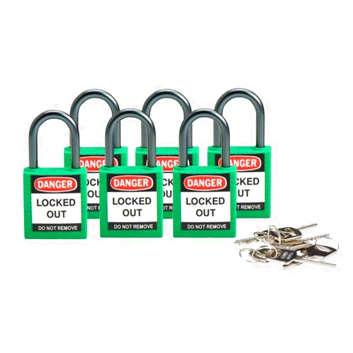 Brady 118956 Green, Brady Compact Safety Lock - Keyed Alike (6 Locks)