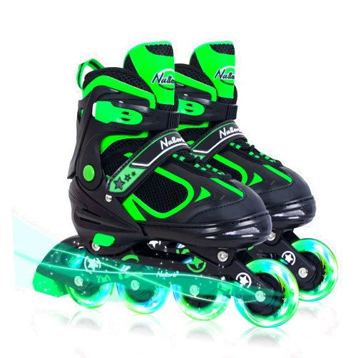 MonSports Adjustable Inline Skates for Kids,Red/Black/Blue Blade Roller Skates with Light-up Wheels for Beginner Boys,Girls and Youth Size S-M-L