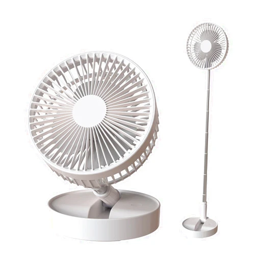 Yivandi Foldaway/Foldable Fan with 7200MAH Rechargeable Battery Built-in, Running Time 10~24 Hours Telescopic Tube Portable Quiet Floor Fan for Bedroom/Home/Camping/Outdoor