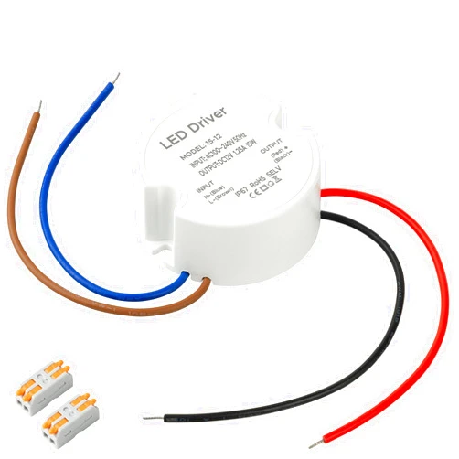 Karyoosi LED Driver 15 Watts Waterproof IP67, LED Power Supply 12V 1.25A， Round LED Transformer AC 120V to DC 12V for Indoor and Outdoor LED Lighting