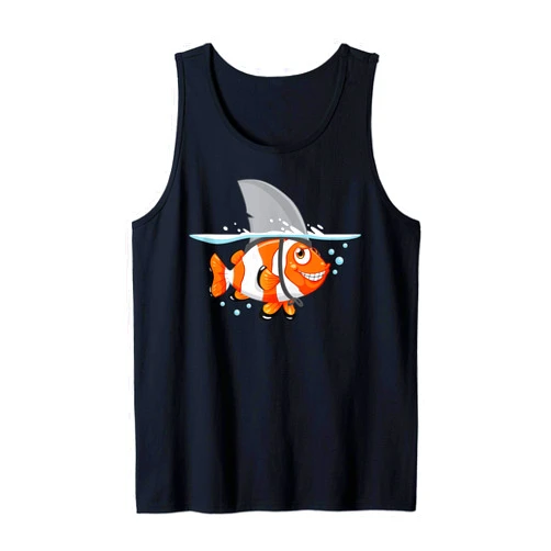 Cute Unique I Love Goldfish And Shark Designs Goldfish With Shark Fin | Cool Sea Creatures Week Gift Tank Top