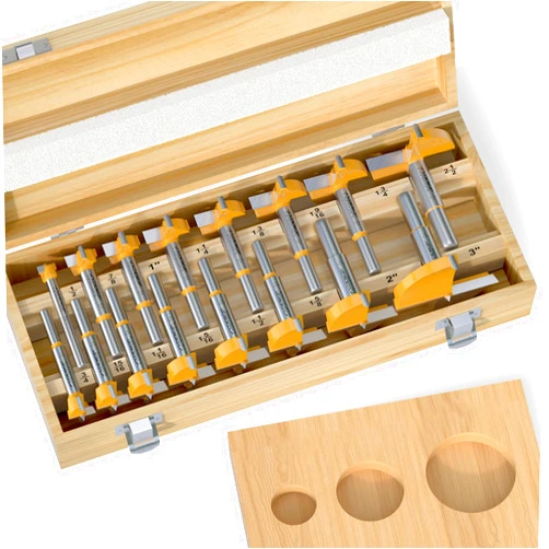 XDENGP 16 Pcs Forstner Bit Set, Forstner Drill Bit Set, Carbide Forstner Bit for Woodworking, Wood Drilling Hole Saw Set, Auger Opener, Hole Opener Hinge Hole Cutter for Plastic, Plywood Products
