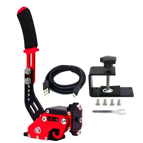 Obokidly Upgrade 3-in-1 Upgrade 4th GEN 64 Bit USB Handbrake With Clamp Support G29 Only Compatible with PS5 Or PS4 And PC for Simracing Game Sim Rig (Handbrake With Clamp, Red)