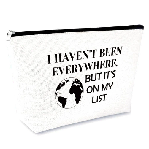 Sfodiary Traveler Gift Makeup Bag Travelers Gifts for Women Cosmetic Bag Travel Lovers Gift World Adventure International Traveler Gifts Vacation Gift Traveler Themed Gift Zipper Cosmetic Travel Bag