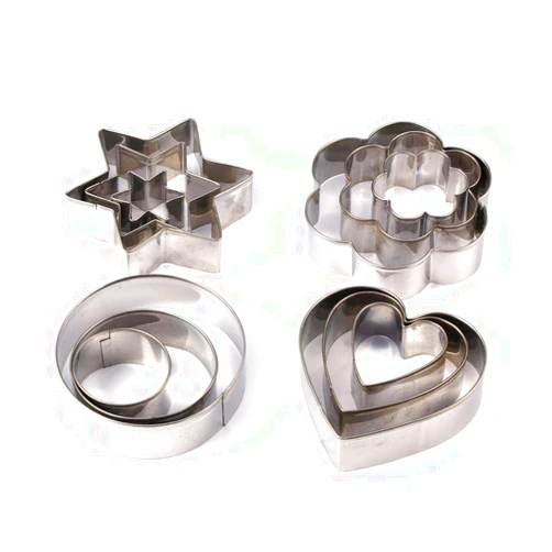 Zavaca 12 Pieces Stainless Steel Star with Hearts and Flowers Sporting Fruit Shaped Cookie Cutter Biscuit