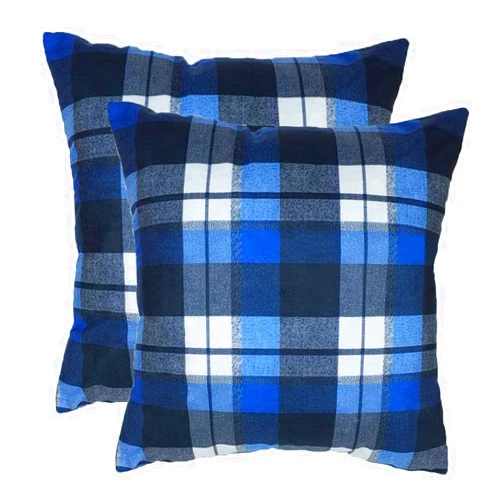 KUKNOS 18X18 Blue Plaid Decorative Pillow Covers Blue and Grey Couch Pillow Covers Blue Black Sofa Pillow Covers for Living Room Bedroom Set of 2