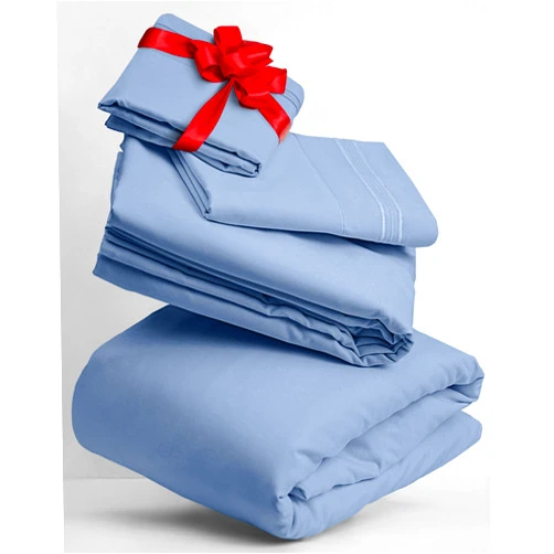 Mellanni Queen Sheets Set - 4 PC Iconic Collection Bedding Sheets & Pillowcases - Hotel Luxury, Extra Soft, Cooling Bed Sheets - for Women, Men, Kids & Teens (Queen, Sky Blue)