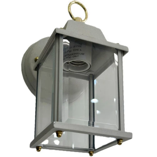 Leadco Lighting White and Clear Beveled Glass Exterior Wall Lantern