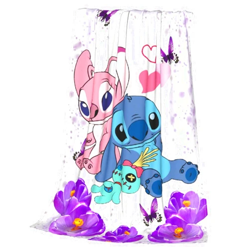 Ahwjg Stitch and Angel Blanket Soft Cozy Fleece Throw Blanket Plush Lightweight Warm Fuzzy Flannel Blankets and Throws for Boys Girls Couch Sofa Bed 50