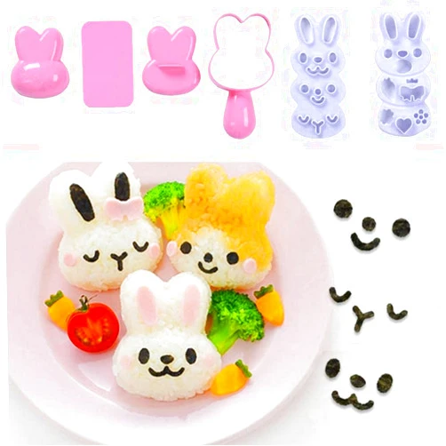 Julyupoli Rice Ball Mold for Kids Onigiri Mold Cartoon Sushi Rice Balls Mold Bears Pig Tiger Frog Elephants Sushi MakerRice Shaper Onigiri Mold DIY Kitchen Tools