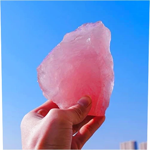 Apengshi 1pcs Rose Quartz Raw Crystal 0.77-0.99lb Natural Crystal Healing Stones Rough Crystal Gemstones for Tumbling, Polishing, Home Decoration, Fish Tank Decoration DIY, Wicca Therapy